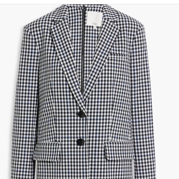 Tibi Gingham Suiting Men's Blazer, gingham multi, size 00 - Picture 2 of 4